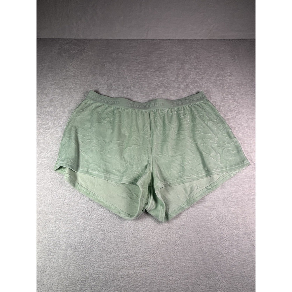 Juicy Couture Womens Mint Green Velour Rhinestone Logo Sleep Shorts Size XL